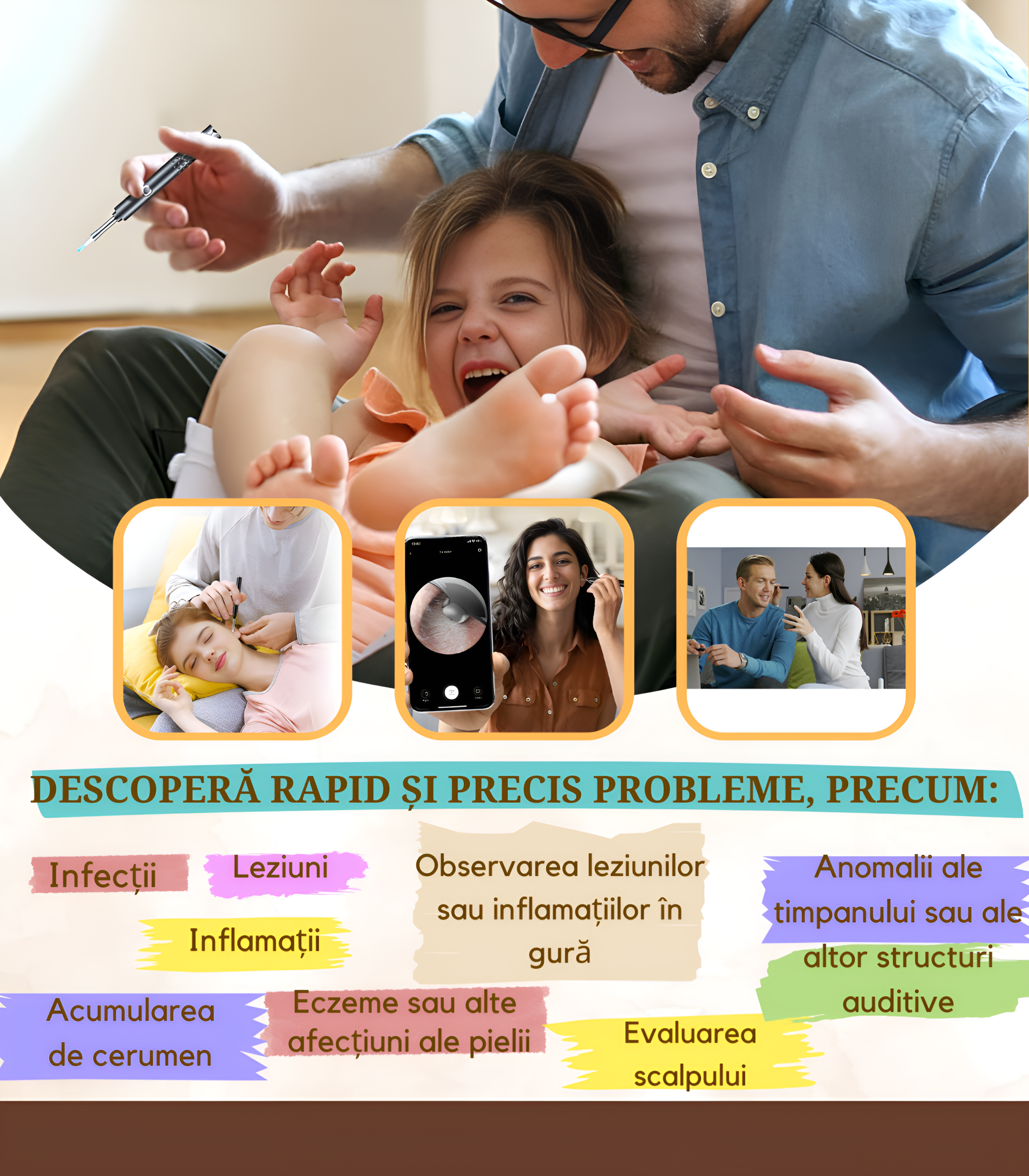 Otoscop cu cameră UltraHD, WiFi, curățare urechi, IP67 - imagine 10