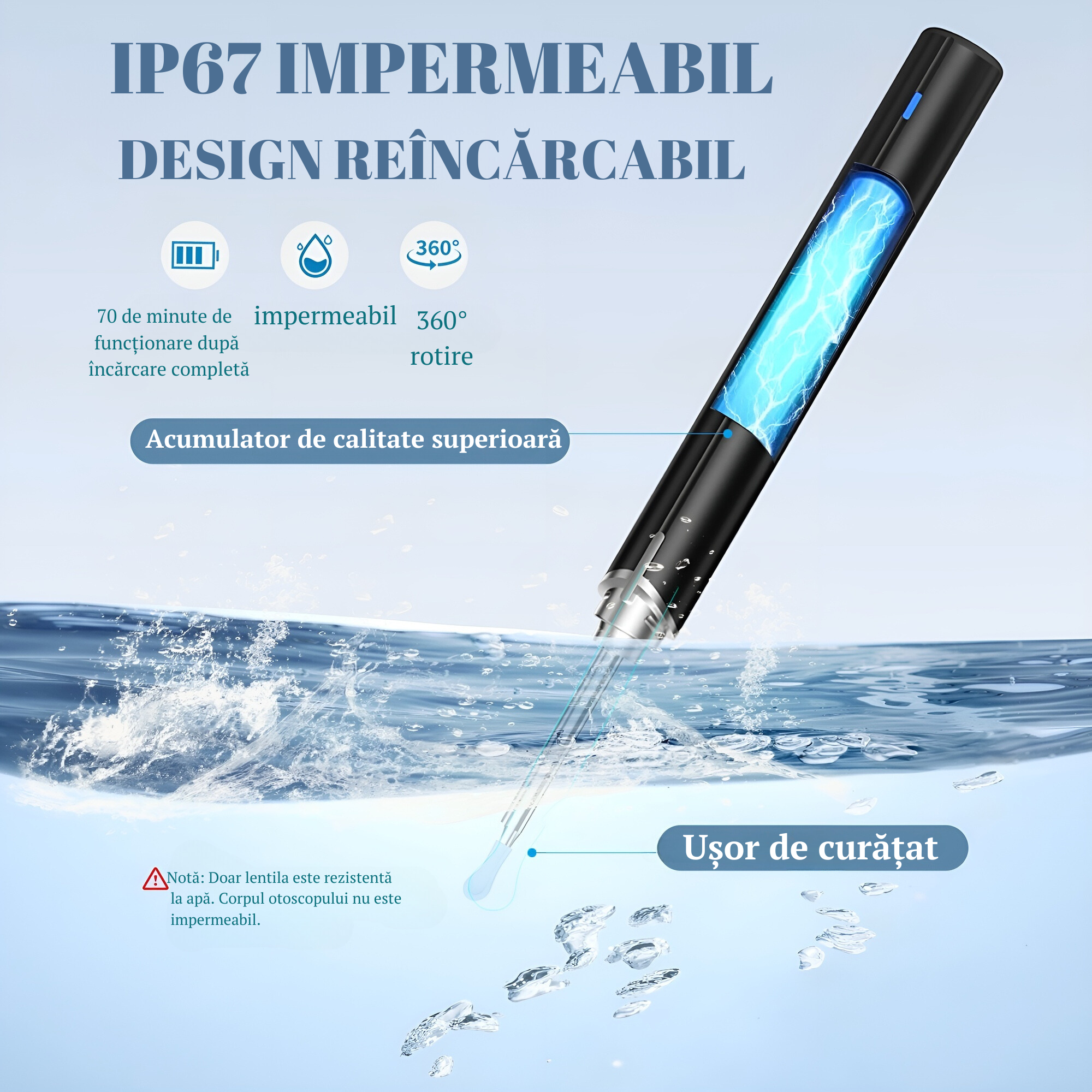 Otoscop cu cameră UltraHD, WiFi, curățare urechi, IP67 - imagine 12