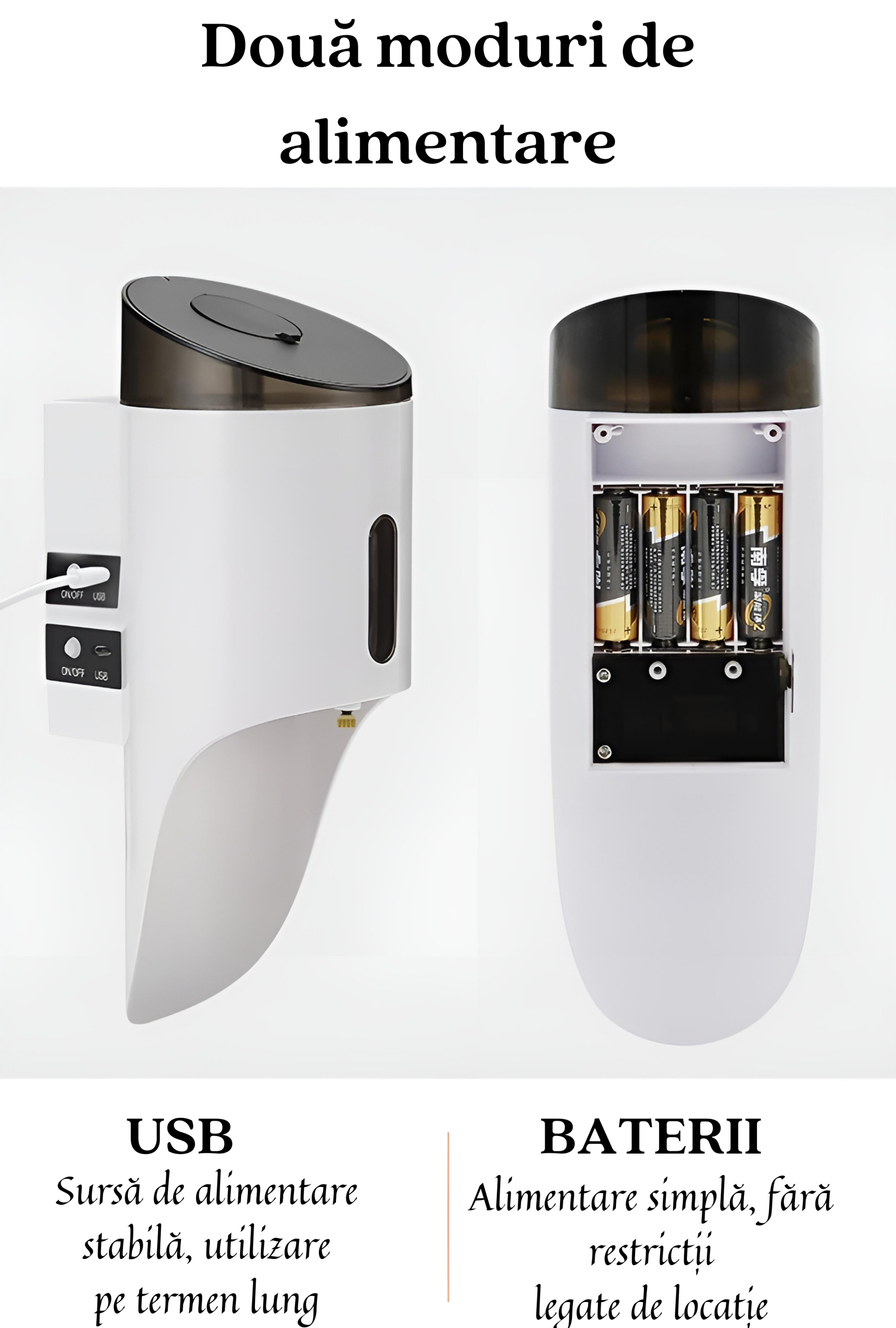 Dozator automat săpun lichid, touchless, perete, 750 ml, alb – ZEQAS - imagine 7