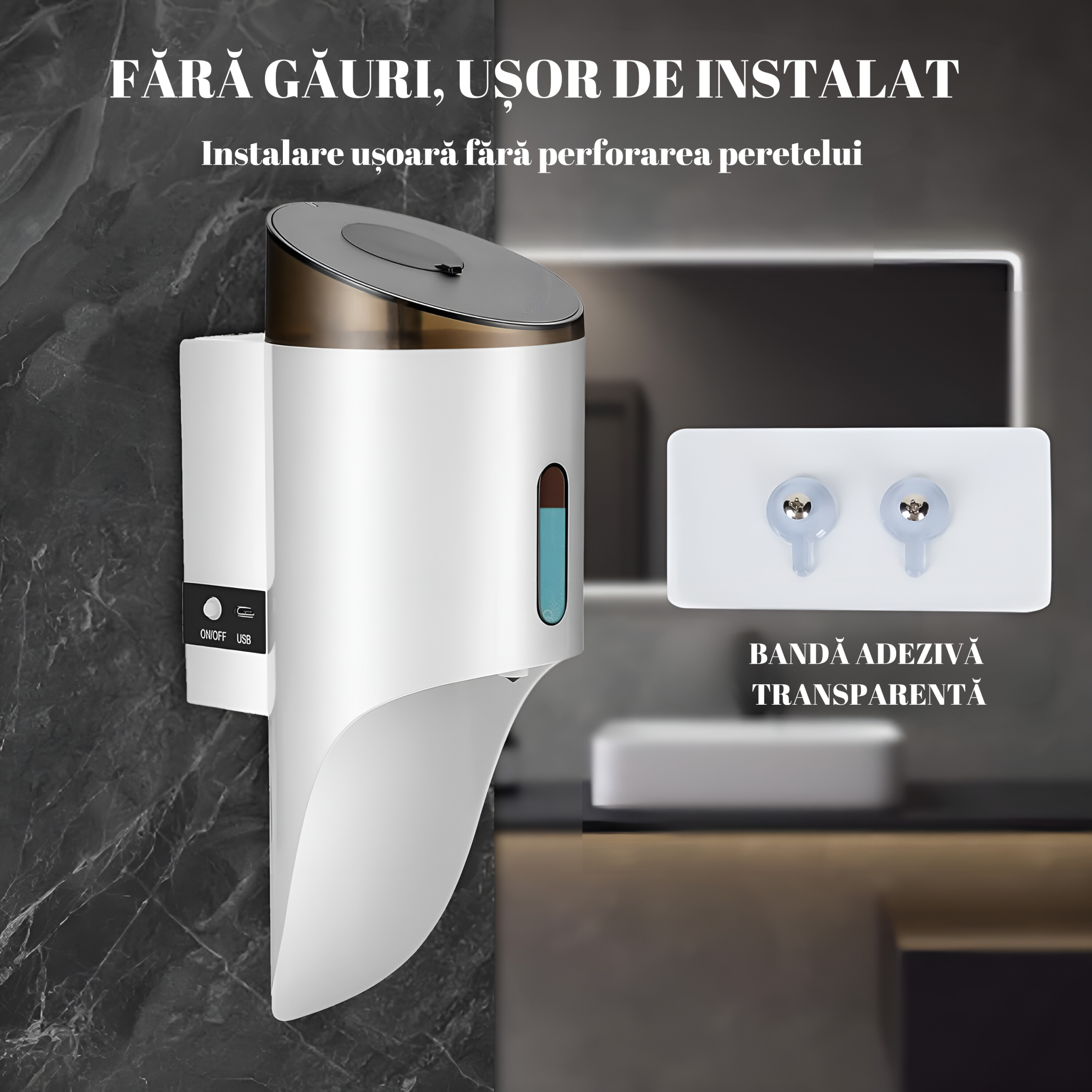 Dozator automat săpun lichid, touchless, perete, 750 ml, alb – ZEQAS - imagine 8