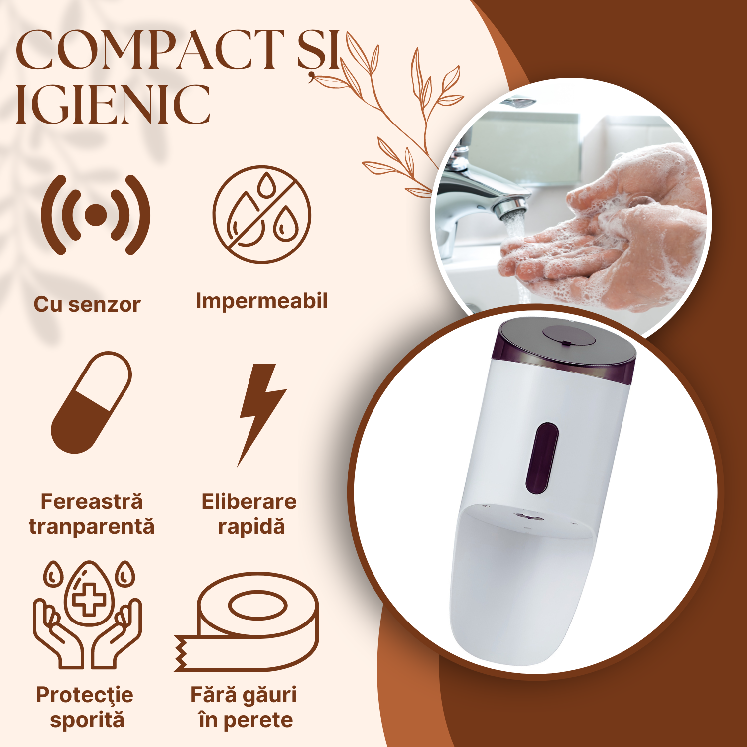 Dozator automat săpun lichid, touchless, perete, 750 ml, alb – ZEQAS - imagine 9