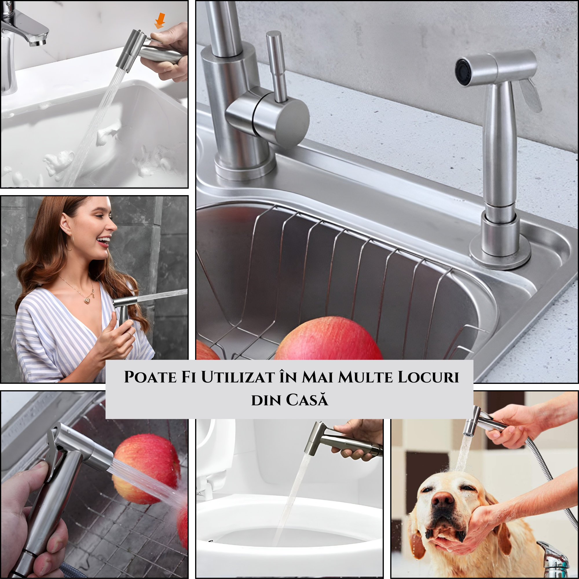 Set duș igienic WC, oțel inoxidabil, furtun 1,5 m – ZEQAS - imagine 6