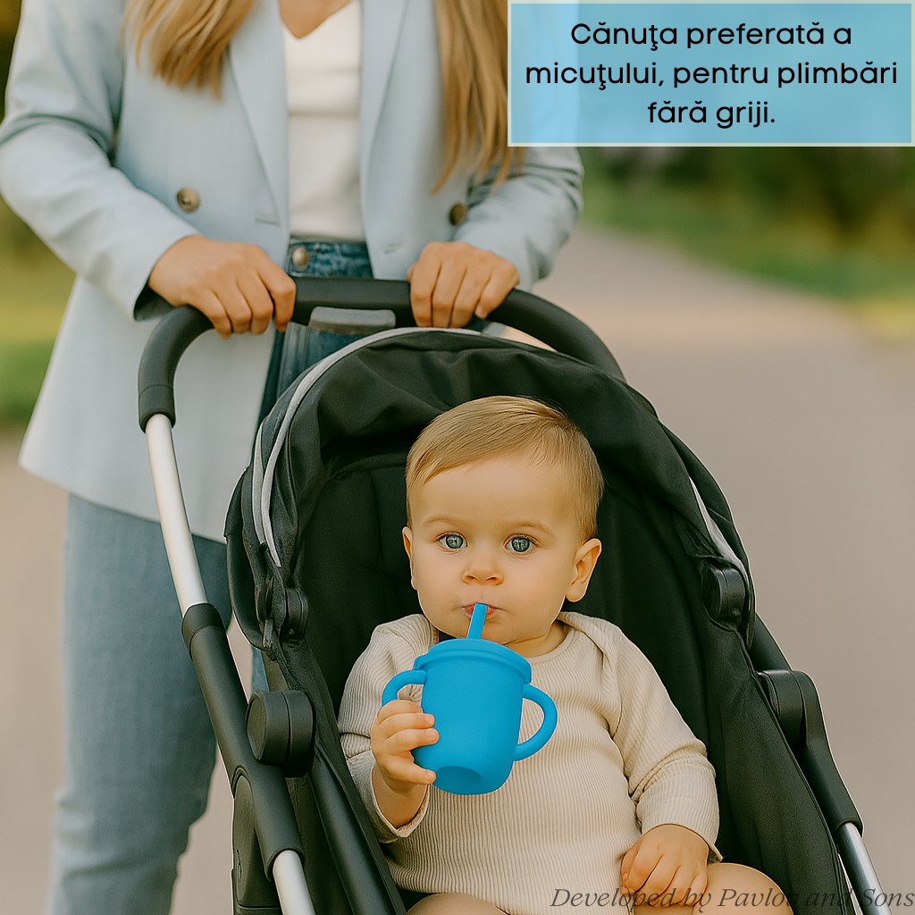 Set hrănire bebeluși ZEQAS, 6 luni+, 9 piese, silicon BPA free, albastru - imagine 10