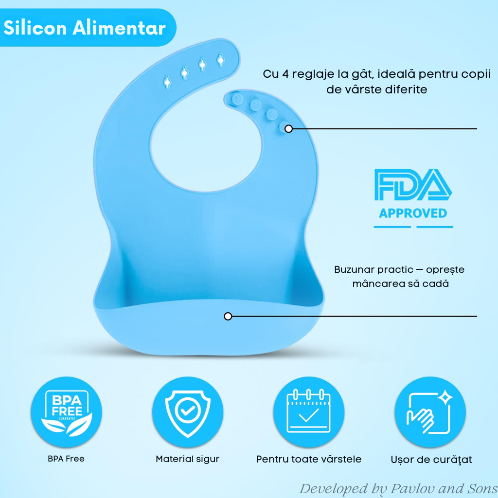 Set hrănire bebeluși ZEQAS, 6 luni+, 9 piese, silicon BPA free, albastru - imagine 6