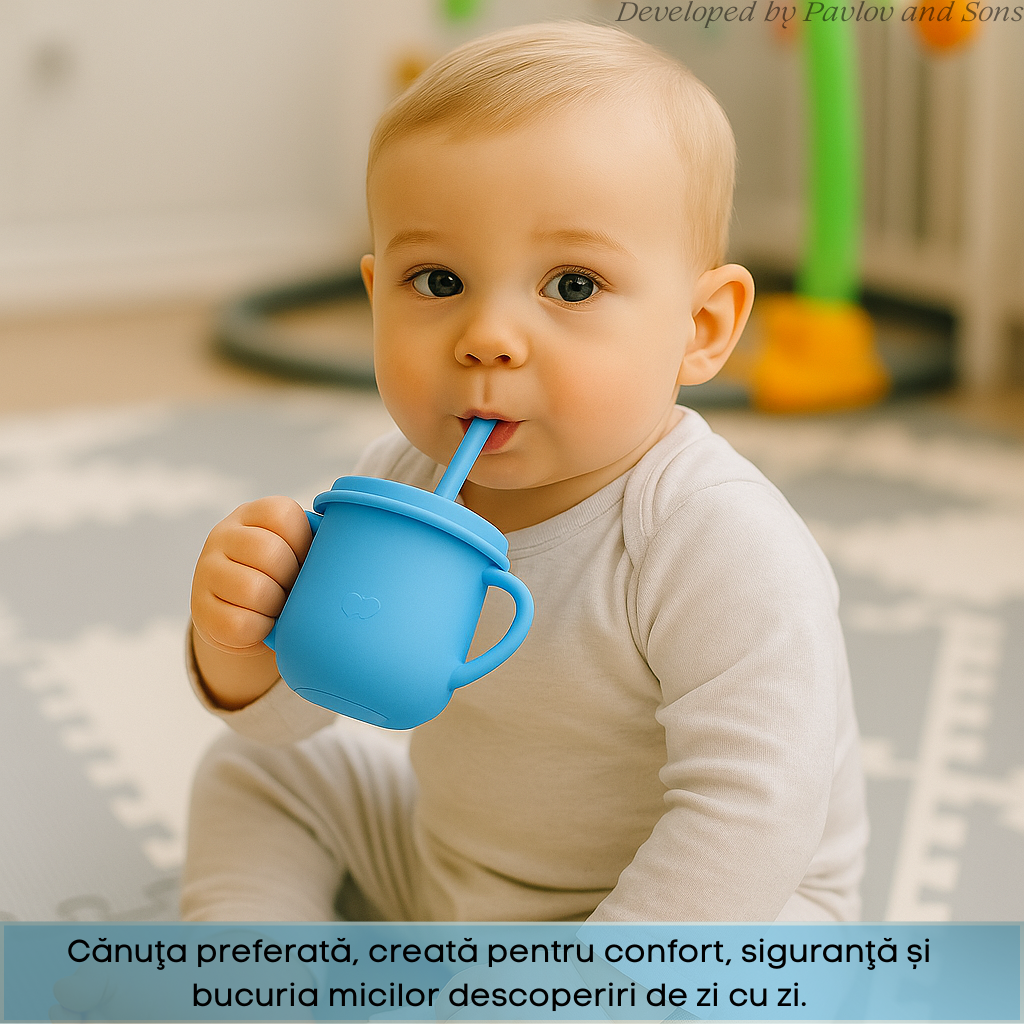 Set hrănire bebeluși ZEQAS, 6 luni+, 9 piese, silicon BPA free, albastru - imagine 8