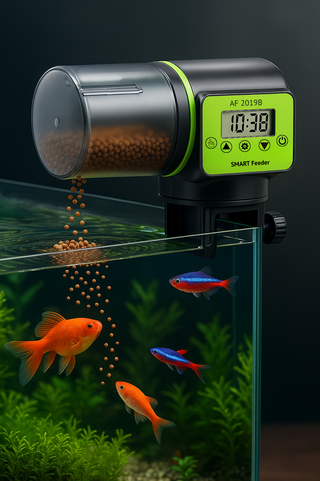 Hrănitor automat acvariu smart, 200 ml, LCD, temporizator, negru – ZEQAS - imagine 3