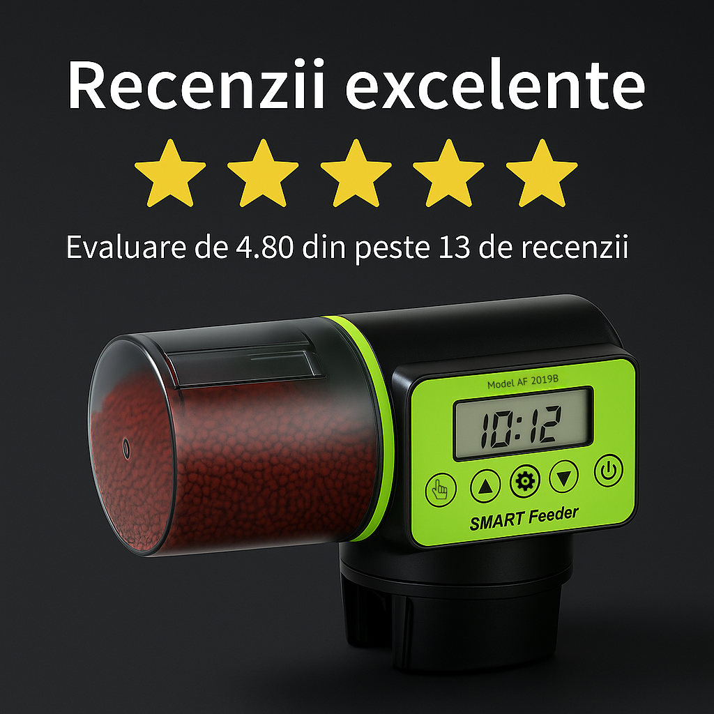Hrănitor automat acvariu smart, 200 ml, LCD, temporizator, negru – ZEQAS - imagine 10