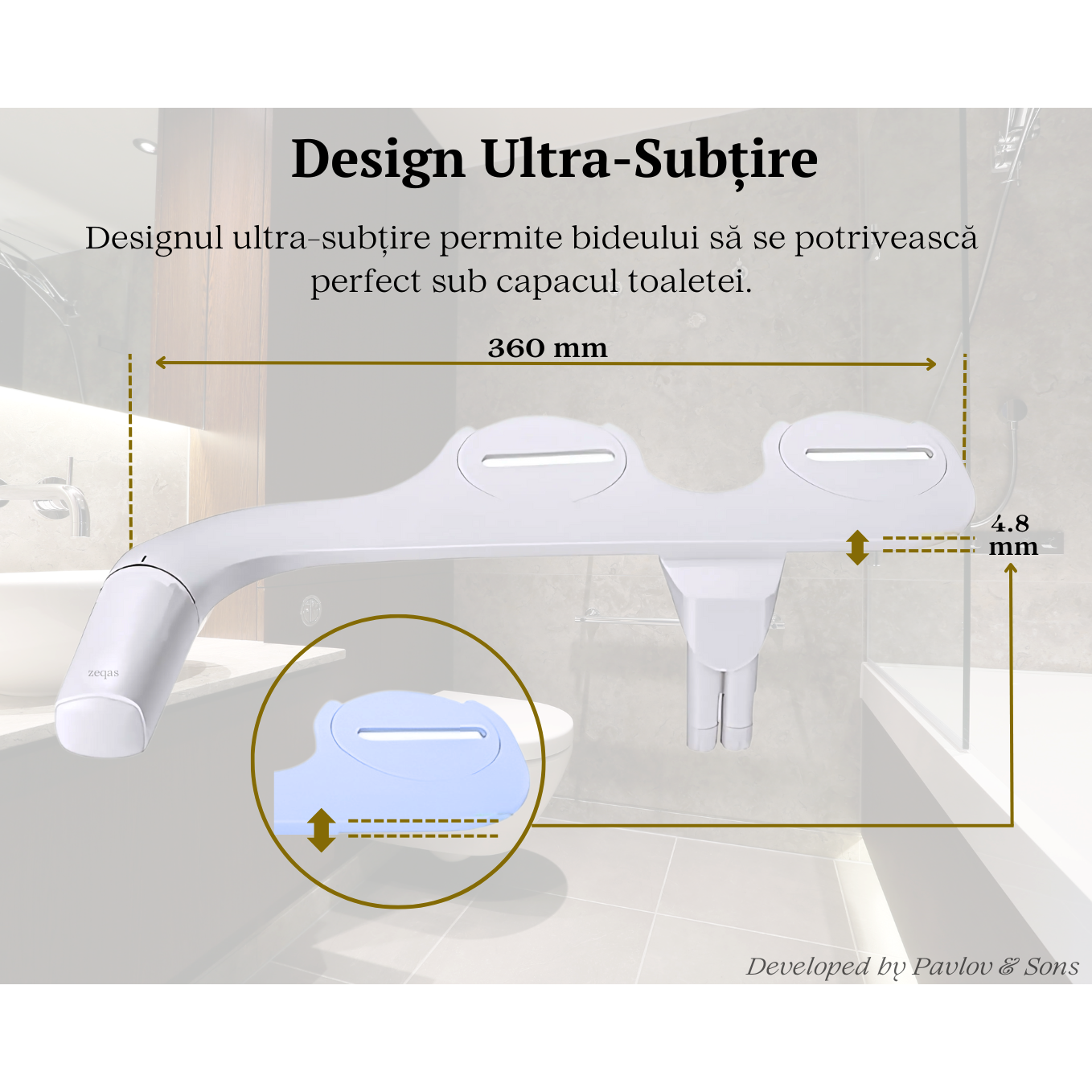 Bideu WC non-electric, montare rapidă, 2 duze, alb - imagine 4