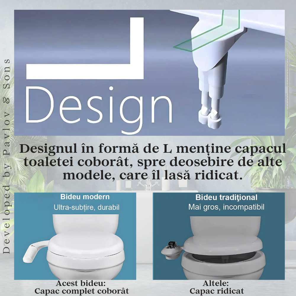 Bideu WC non-electric, montare rapidă, 2 duze, alb - imagine 6