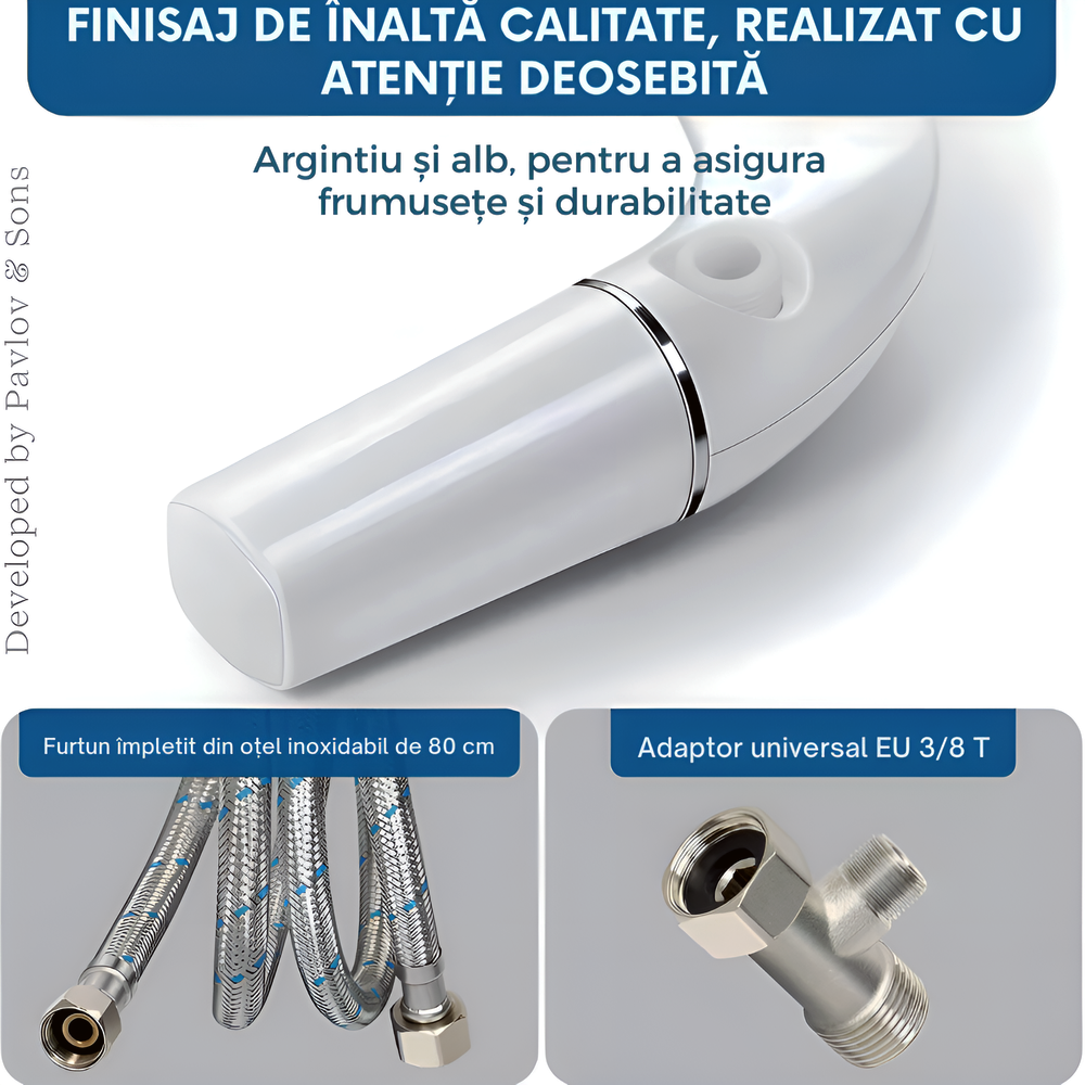 Bideu WC non-electric, montare rapidă, 2 duze, alb - imagine 8