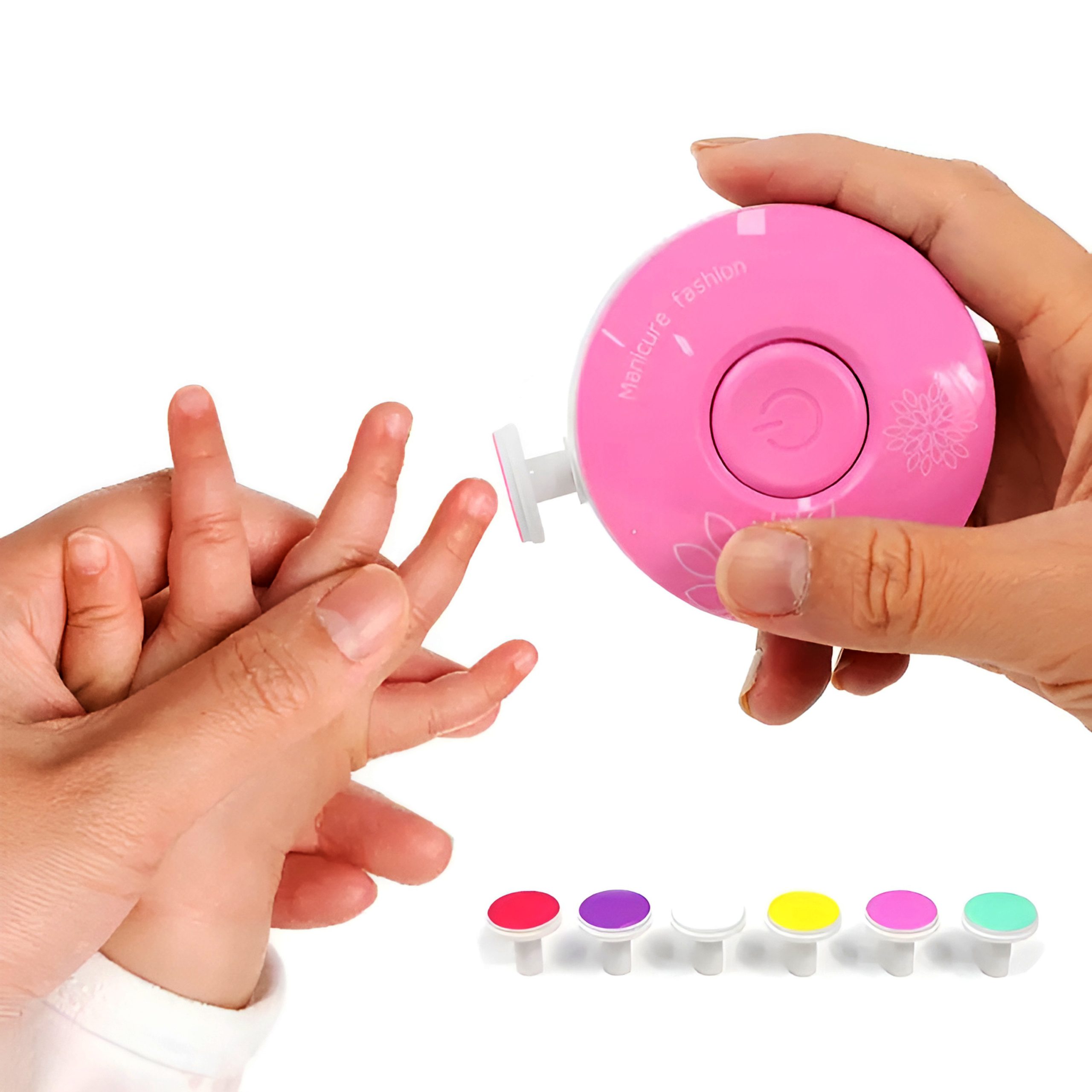 Pila electrica pentru bebelusi/copii/adulti, ZEQAS, 6 capete de schimb, roz - imagine 3