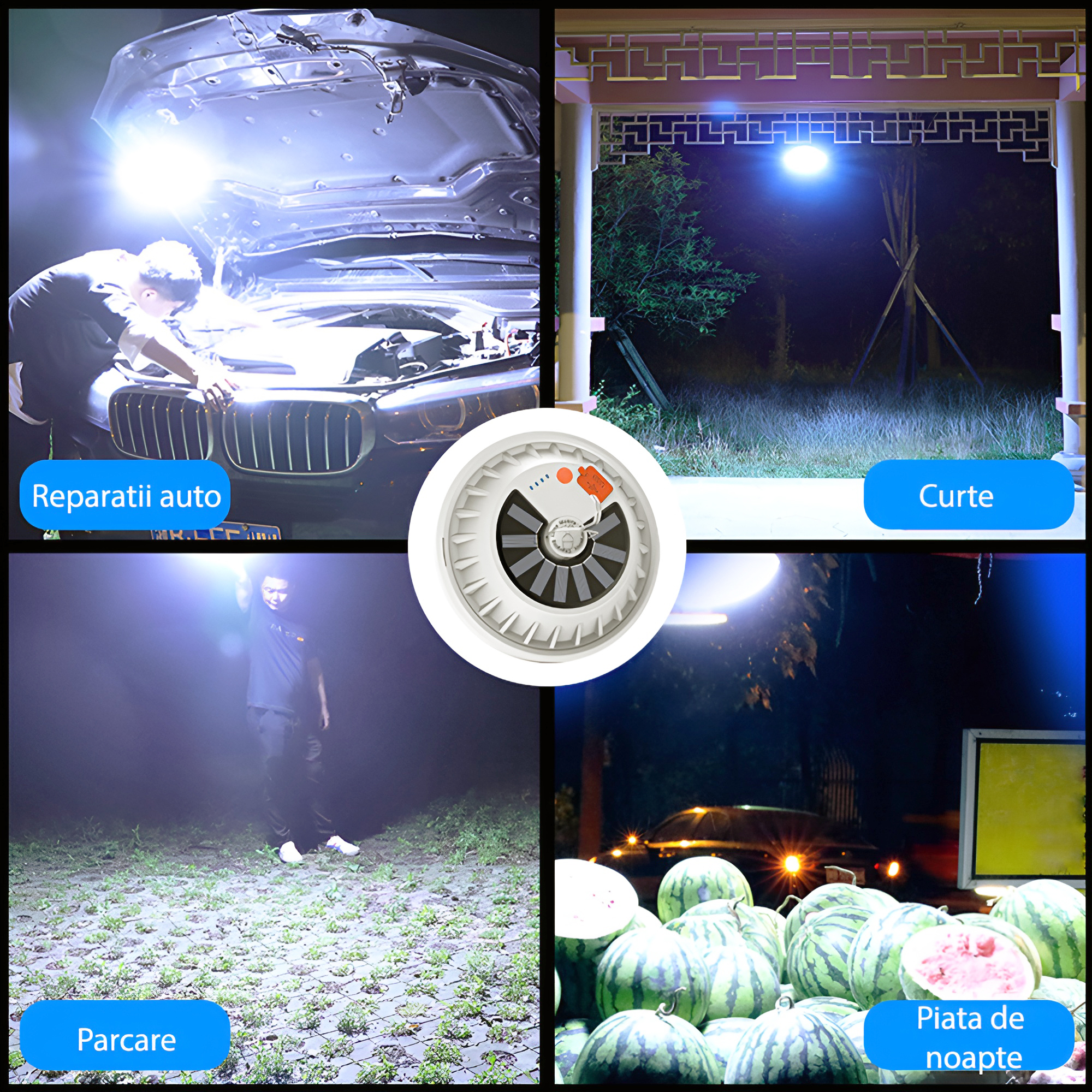 Lampă camping multifuncțională LED, solară/USB, telecomandă, albă – ZEQAS - imagine 5