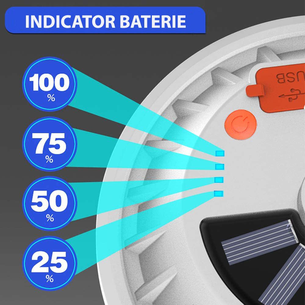 Lampă camping multifuncțională LED, solară/USB, telecomandă, albă – ZEQAS - imagine 7