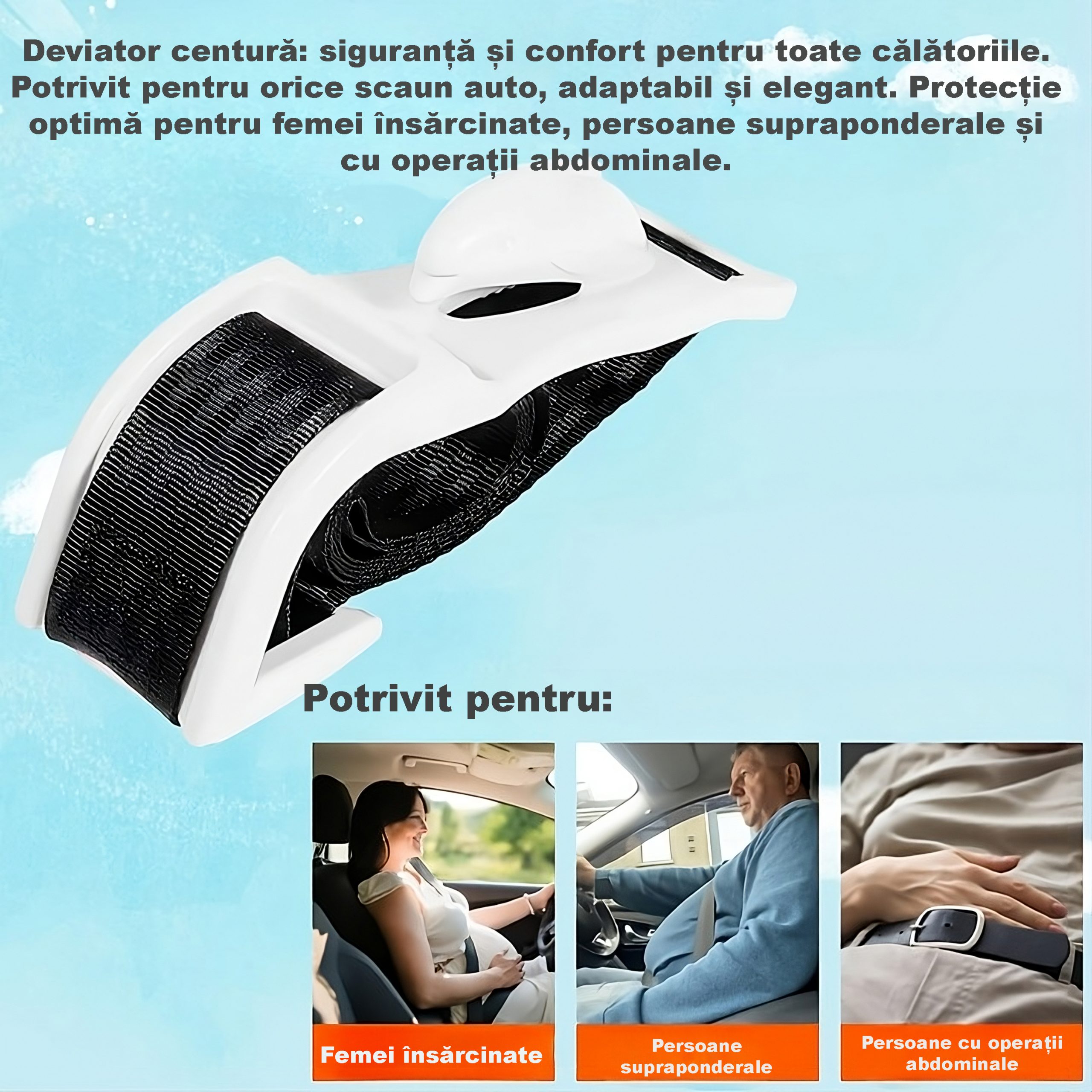 Deviator centură siguranță auto, ajustabil, pentru gravide – ZEQAS - imagine 2