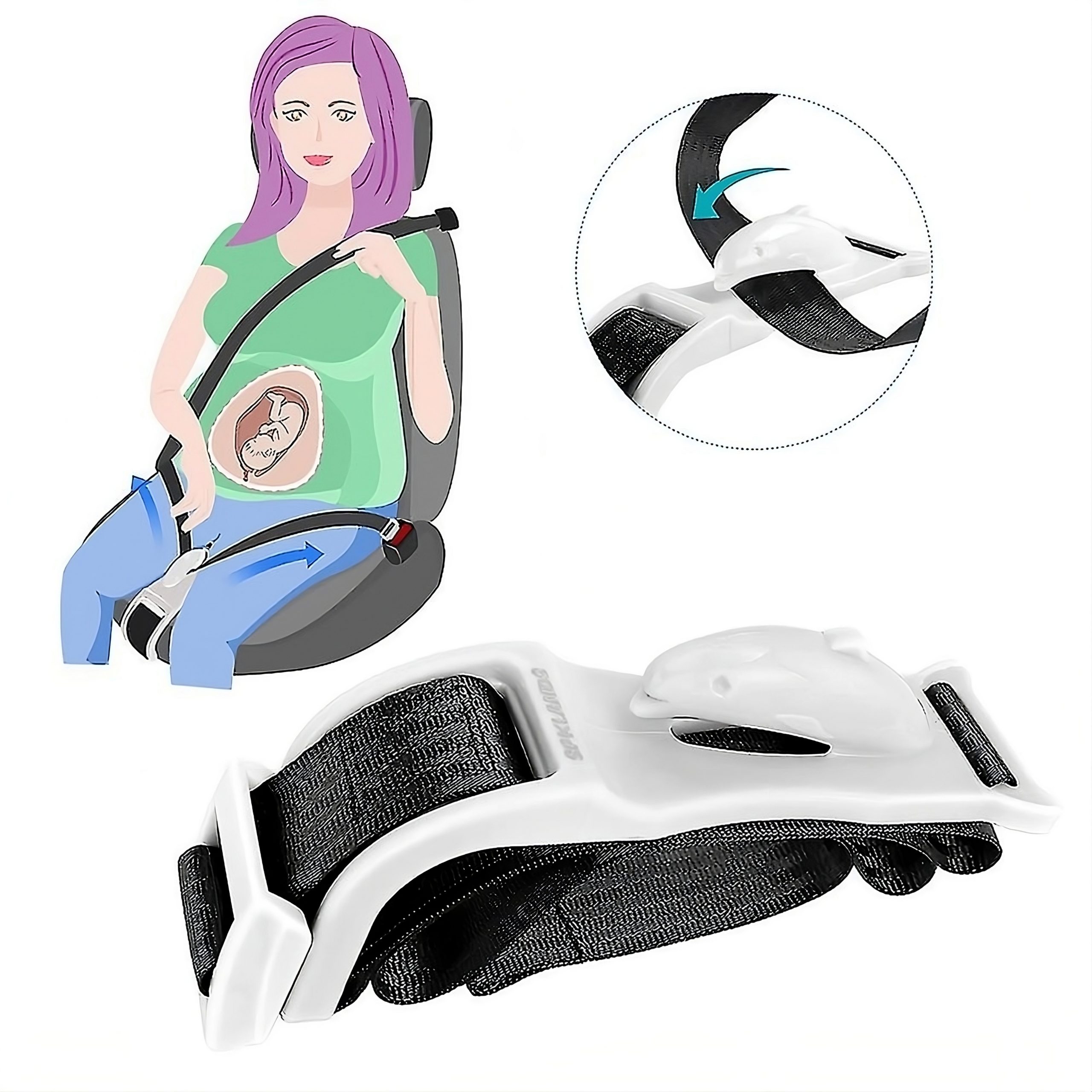 Deviator centură siguranță auto, ajustabil, pentru gravide – ZEQAS - imagine 5