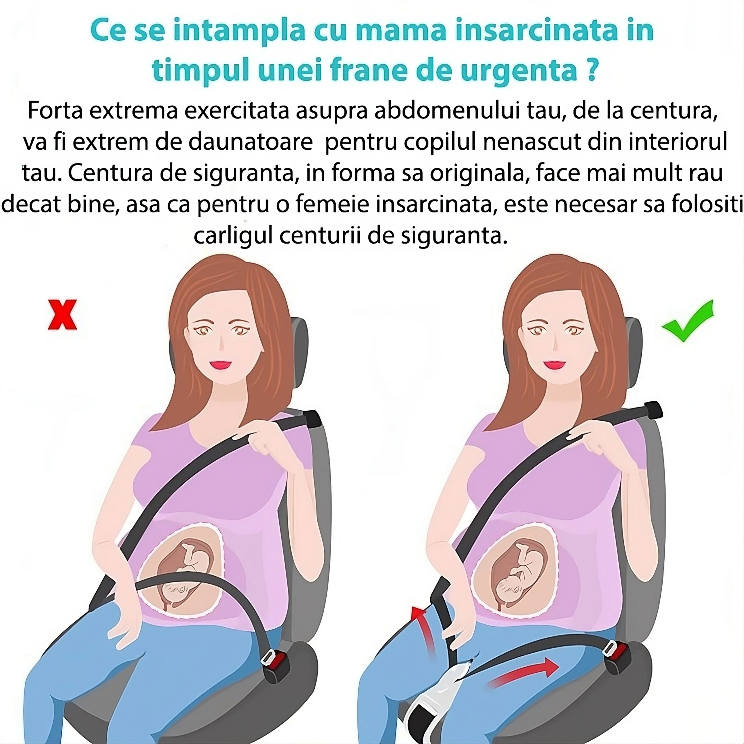 Deviator centură siguranță auto, ajustabil, pentru gravide – ZEQAS - imagine 6