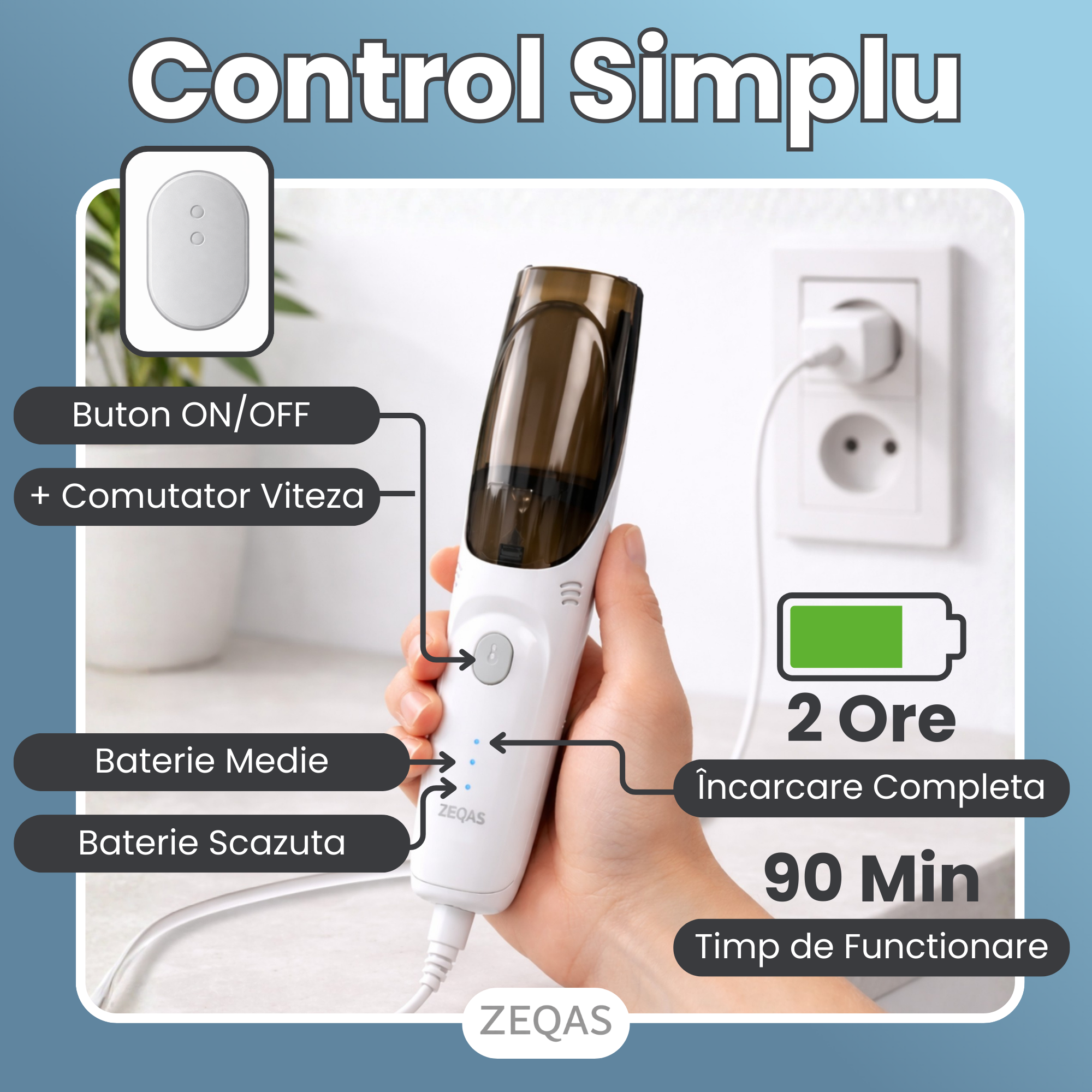 Aparat tuns silențios bebeluși/copii/adulți, USB, alb – ZEQAS - imagine 9