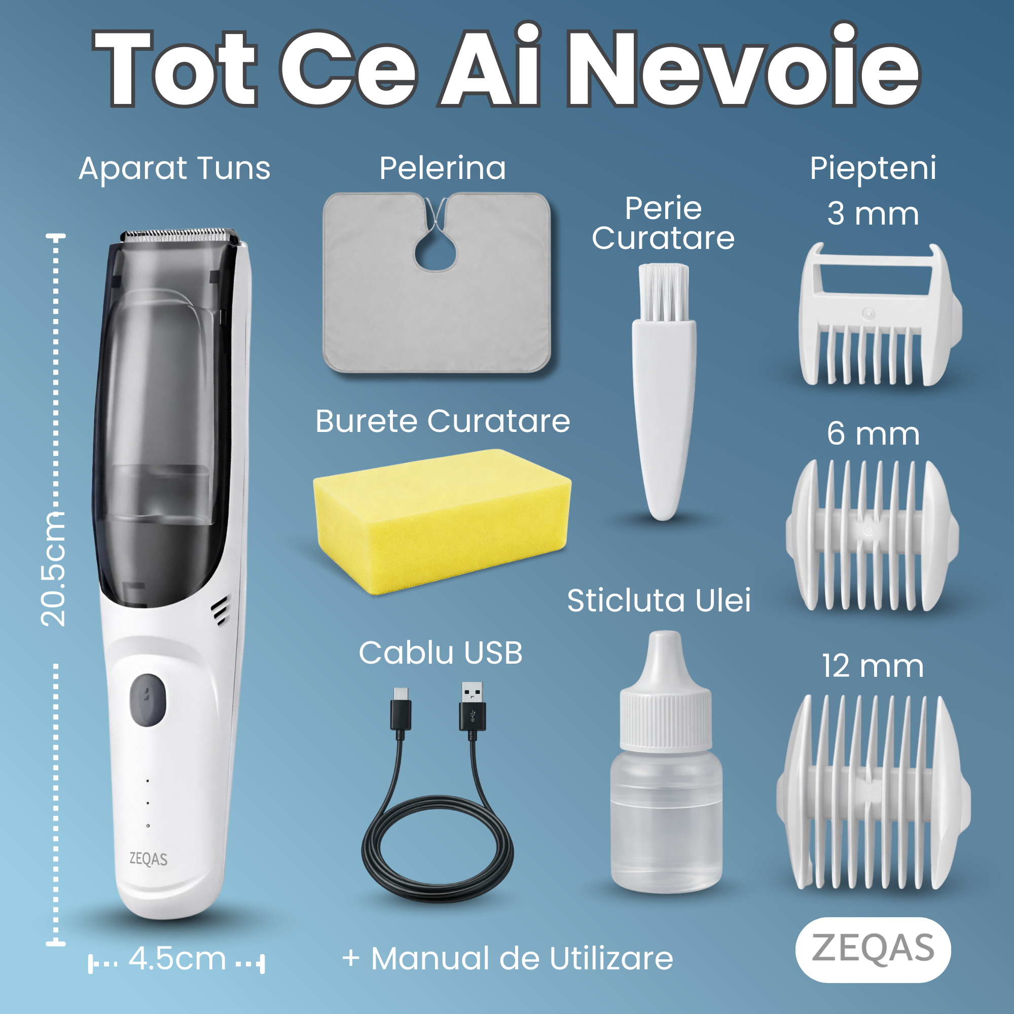 Aparat tuns silențios bebeluși/copii/adulți, USB, alb – ZEQAS - imagine 11